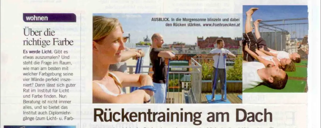 Format-Artikel über Rückenglück Sommertraining auf der Dachterrasse Wien