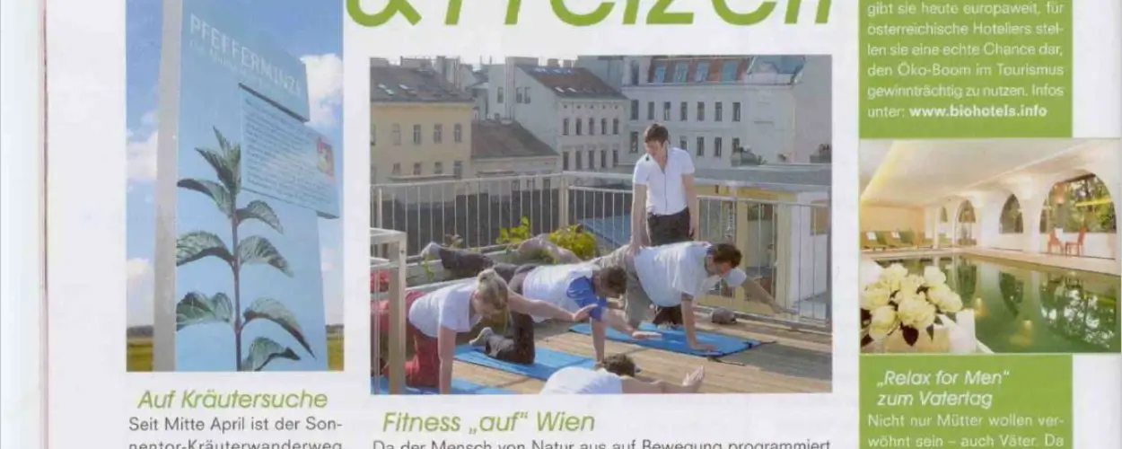 Presseartikel über Rückentraining auf einer Wiener Dachterrasse – Fitness auf Wien